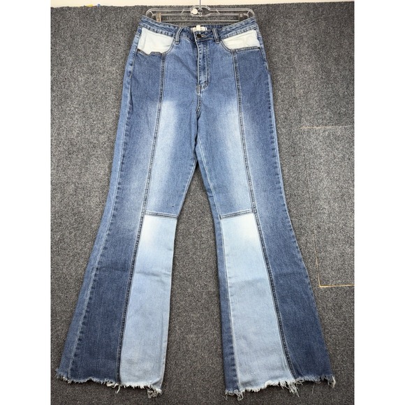 Francesca's Collections Denim - Francesca's Harper Heritage High Rise Flare Patchwork Jeans Womens 30 Denim